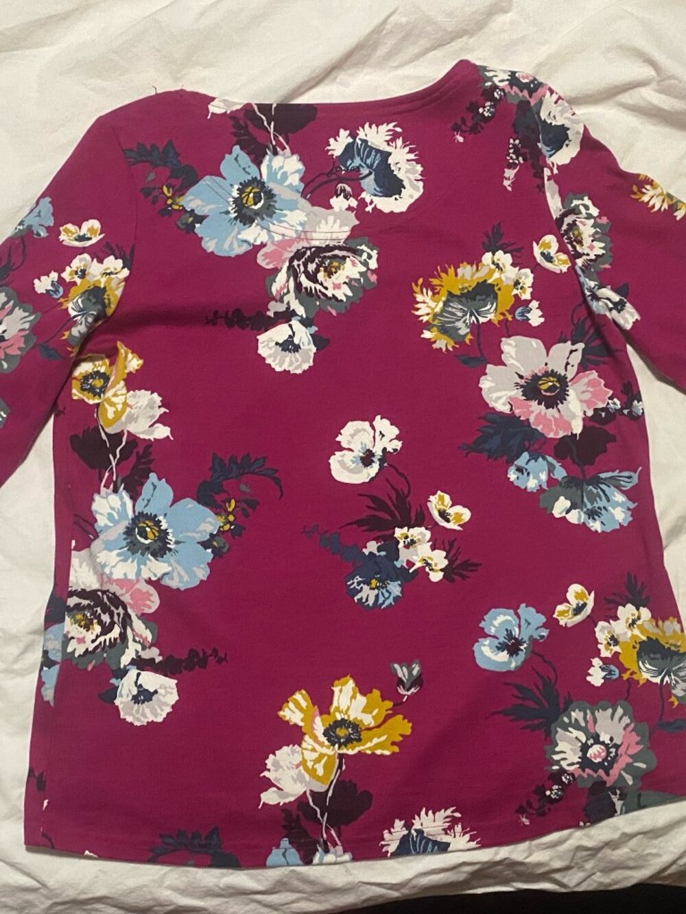 Joules Woman's Size 12 Burgundy Floral Tunic Shirt